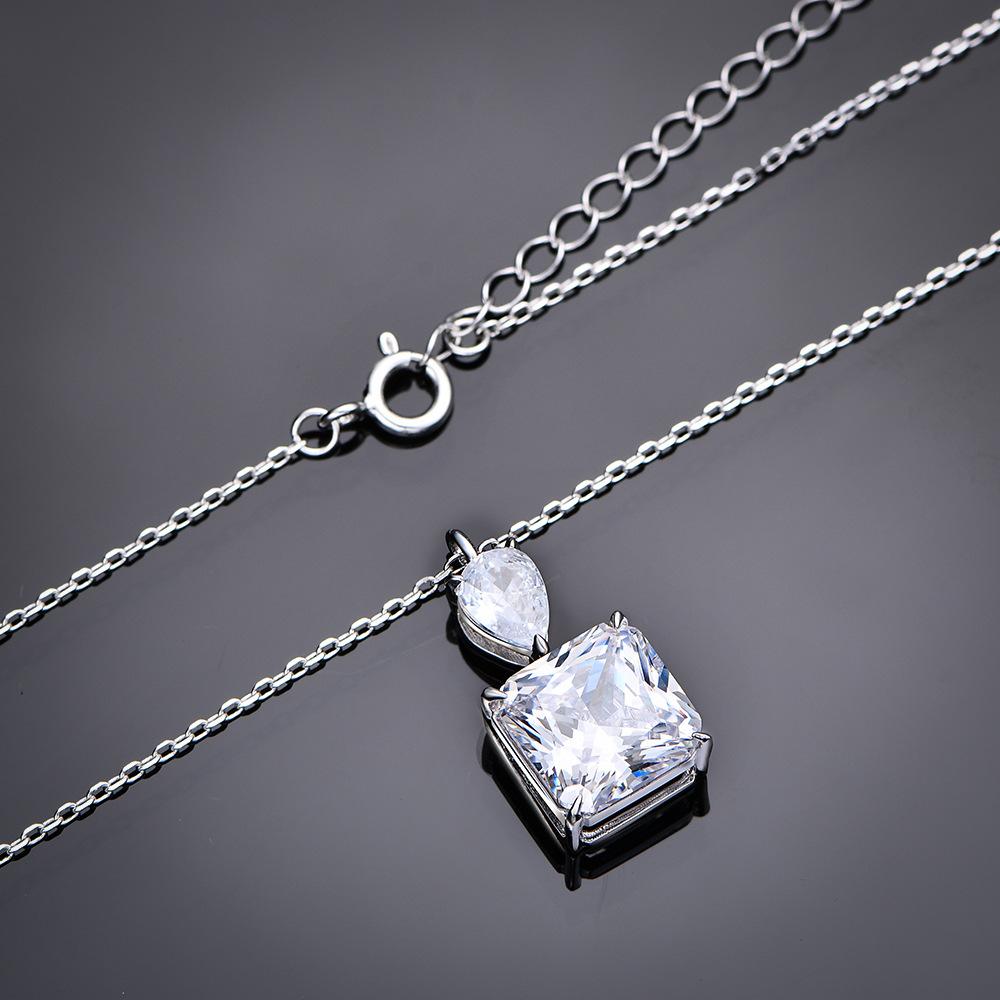 8ct High Carbon Diamond Necklace for Women 10 *10 Ice Cut Padma Imitation Ruby S925 Silver Pendant