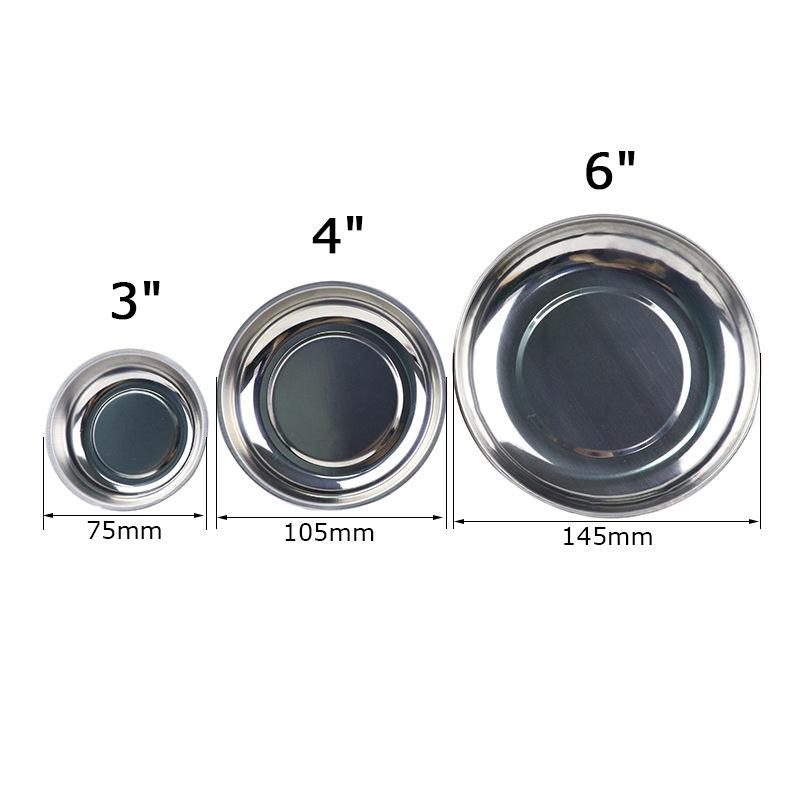 Circular Magnetic Tray Stainless Steel Parts Bowl Screw Storage Tool for Auto Repair with Strong Suction Pad Tools Organizer