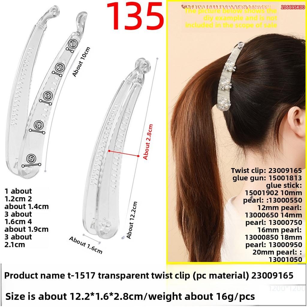 The Hairpin Has A Sweet Twist Clip At The Back of The HeadA Moon-shaped Banana Clip and A Half-tied Ponytail Vertical Clip