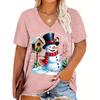 Summer Ladies Christmas 3D Printed V-Neck T-Shirt Fashion Versatile Trend Breathable Casual