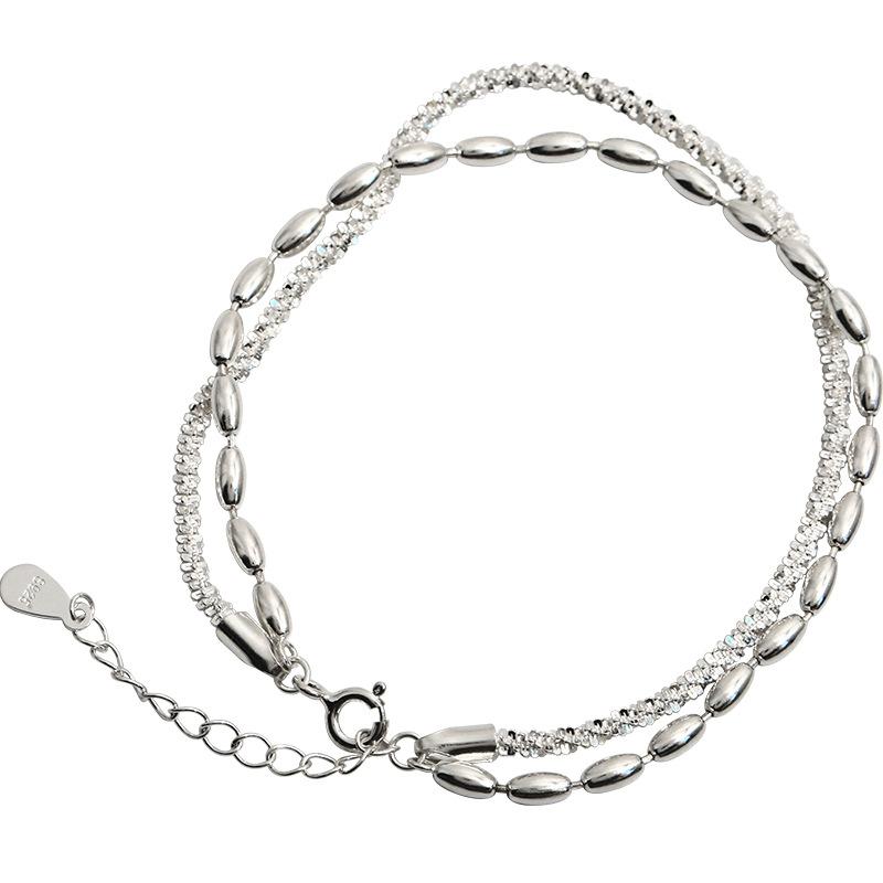 New 925 Sterling Silver Double Layer Bracelet Simple Style Charming Woman Bracelet Birthday Party Gift Exquisite Jewelry