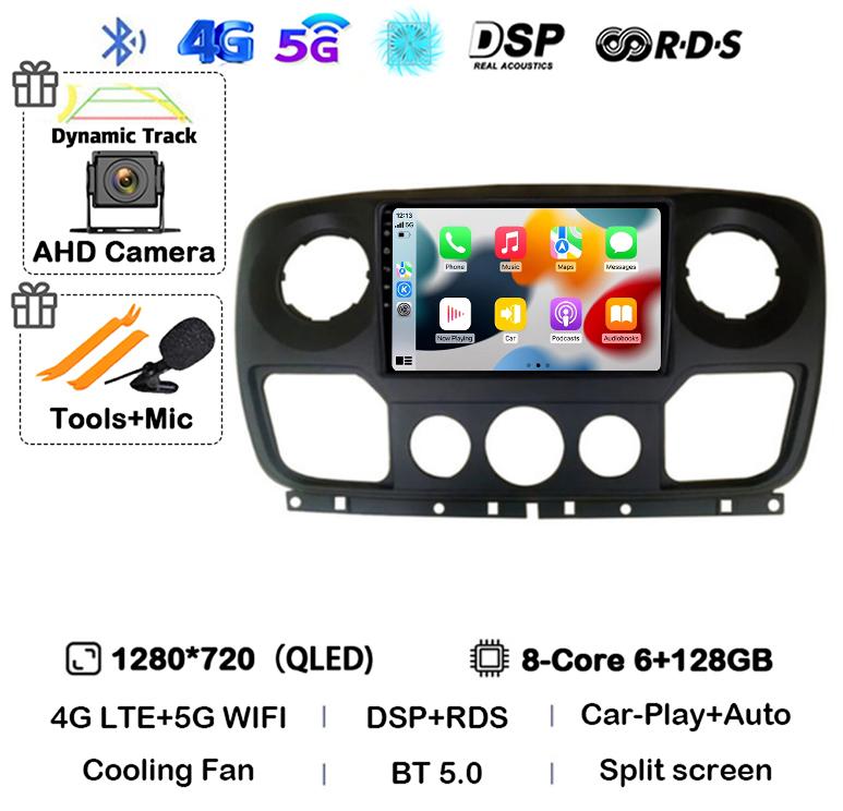 Android 14 Auto Carplay Car Radio For Renault Master Nissan NV400 Opel Movano 2010-2021 Multimedia Video Player GPS Wifi+4G QLED