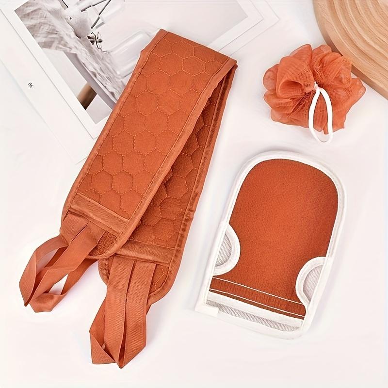 3pcs Bath Exfoliating Set - Includes Bath Pouf, Exfoliating Glove & Back Scrubber Towel - Ideal for Spa, Massage & Body Scrubs