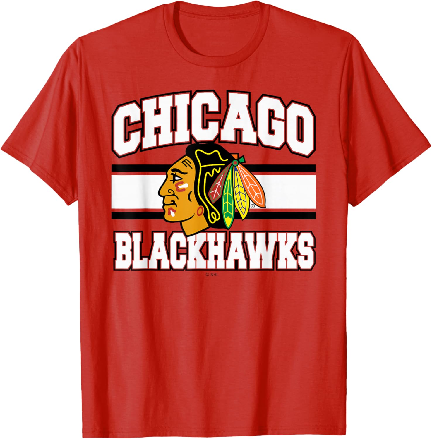 Chicago Blackhawks Stripe Red Officially Licensed T-Shirt S