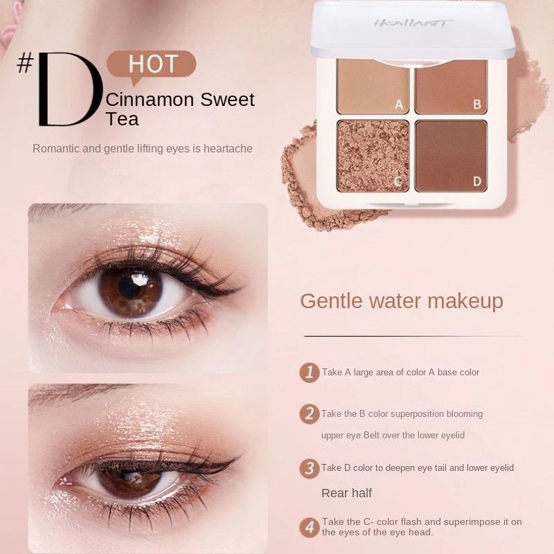 

Палетка теней для век 4 цвета Перламутровые и матовые тени Высокопигментированные румяна Универсальное использование Шиммер