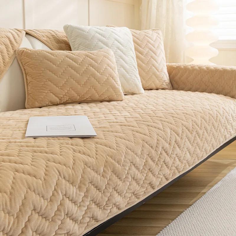 Роскошные короткие плюшевые нескользящие чехлы для диванов — фото 15