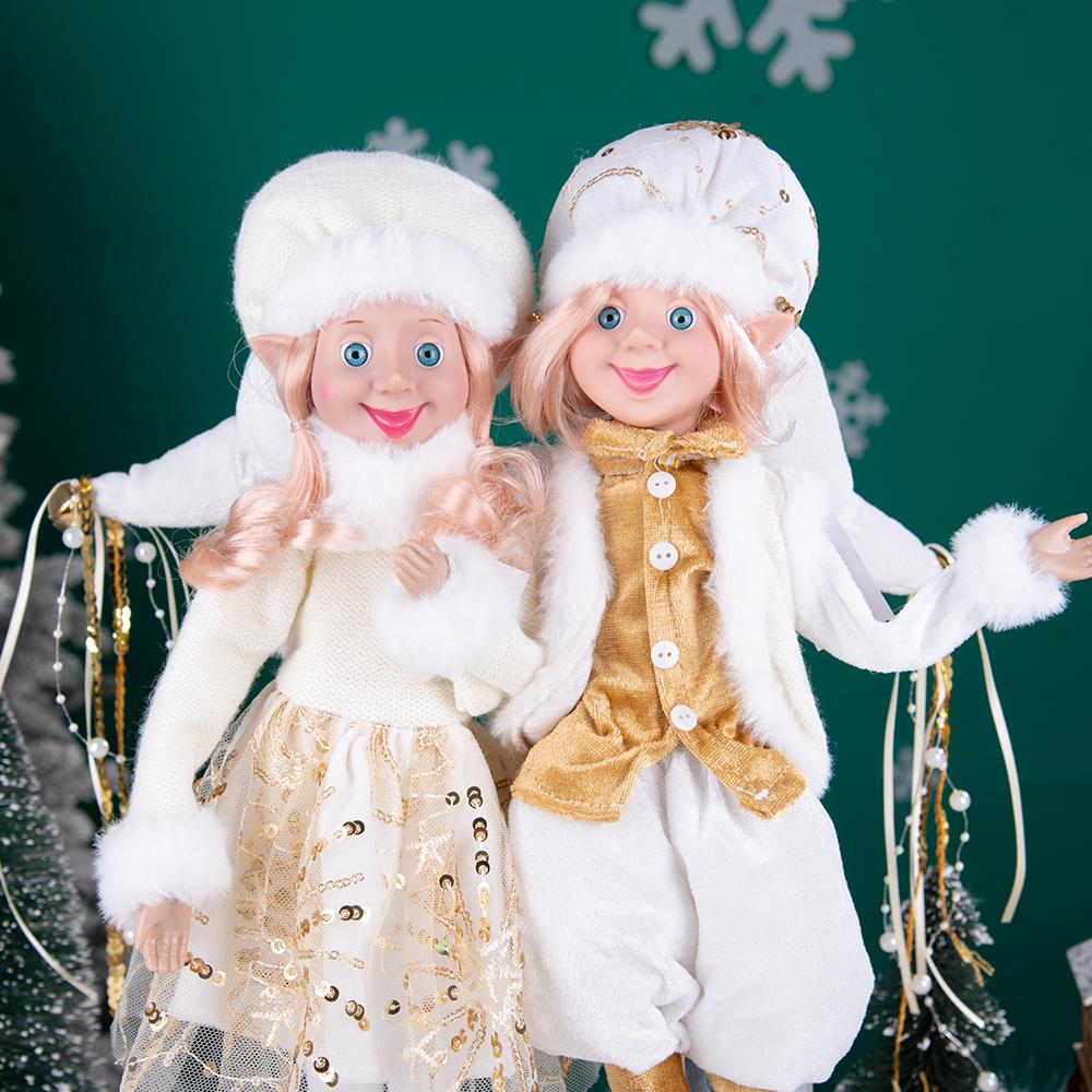 White & Gold Dreamy Christmas Elf Doll Set