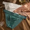 Plus Size Women's Summer Sexy Ribbon Solid Color Satin Ice Silk Non Mark Low Waist Triangle Briefs