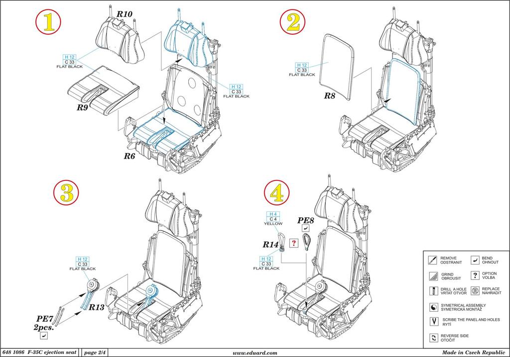 Eduard 1/48 Brassin F-35C Ejection Seat (for Tamiya) Plastic Model Kit Parts EDU6481086 (Airplane)