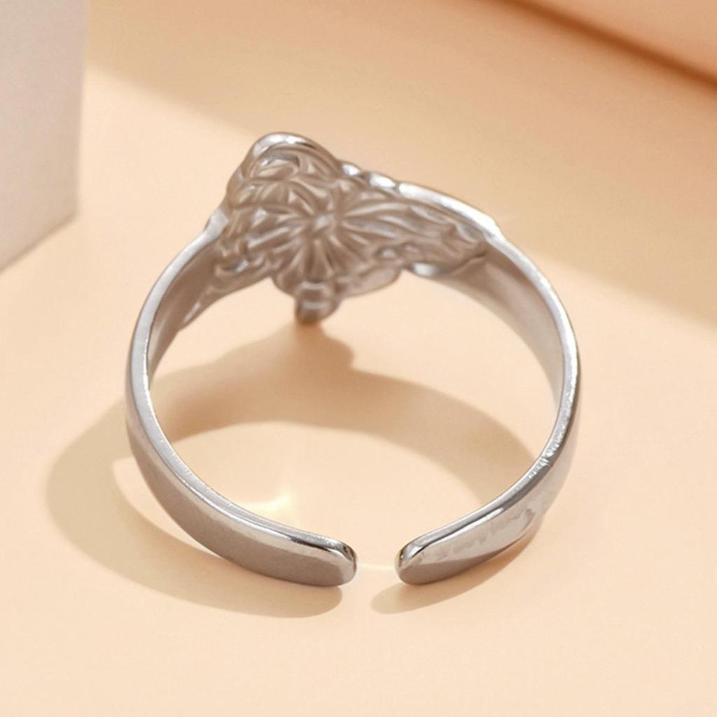 Adjustable Gold-Plated Stainless Steel Butterfly Ring for Women - Non-Fading Finish