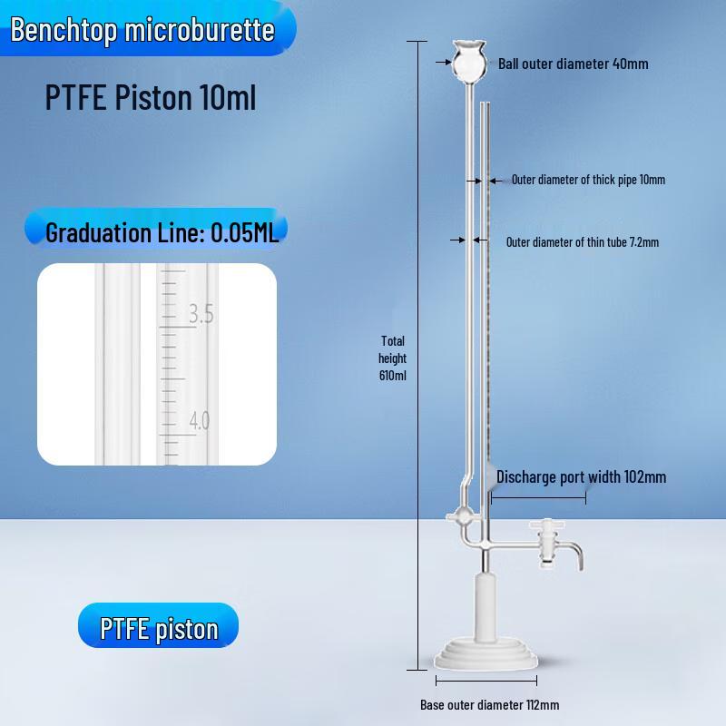 Jundingying Glass Micro Burette, 5ml, PTFE Stopcock