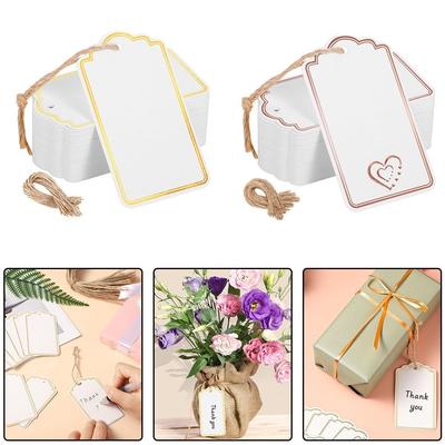 60Pcs Creative DIY Handwriting Blank Tag Rectangular Hanging Decoration Price Tags Kraft Paper Tags Packaging Decoration