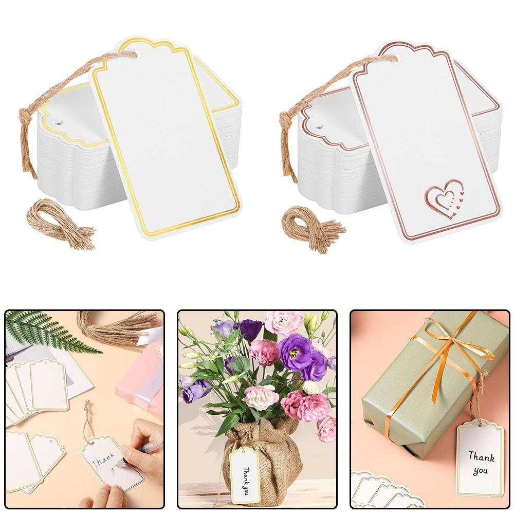 60Pcs Durable DIY Handwriting Blank Tag Rectangular Hanging Decoration Packaging Label Gift Lable Packaging Decoration