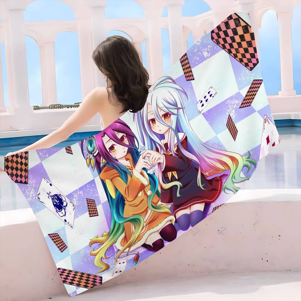 Game No Game No Life Big Microfiber Beach Towels Quick Dry Towel Sand Beach Towels Pool Towel for Travel Swim Pool Yoga