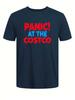 608 Baumwollmischung T-Shirt - Sommerlich Lässig & Sportbekleidung mit "Panic! "BEI COSTCO" Grafikdruck