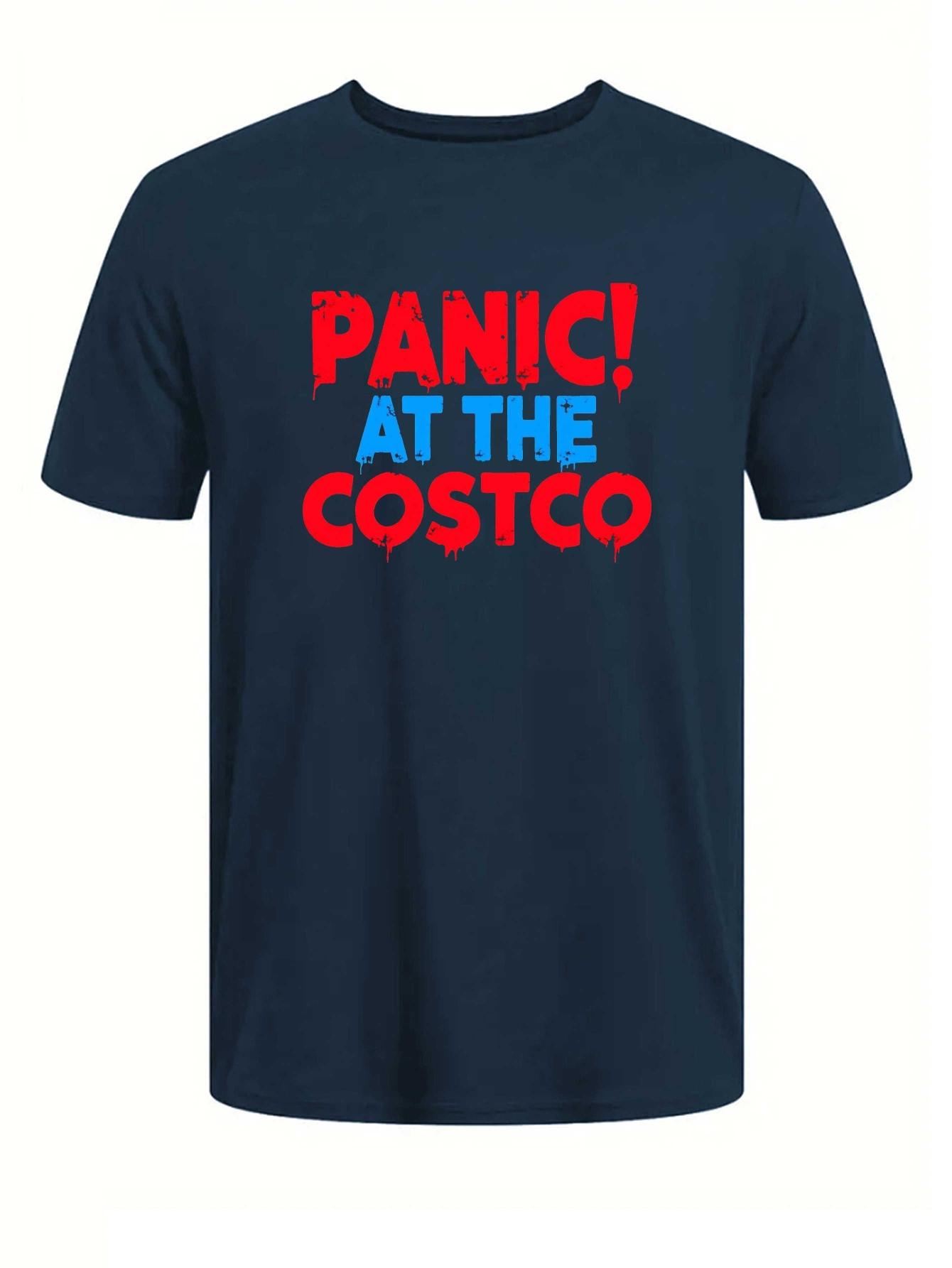 608 Cotton Blend T-shirt - Summer Casual & Sports Wear with  Panic! AT THE COSTCO  Graphic Print S