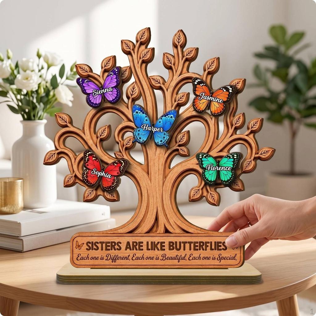 Sister Memorial Plaque Sentimental Wooden with Stand Engraved Sign for Sisters,