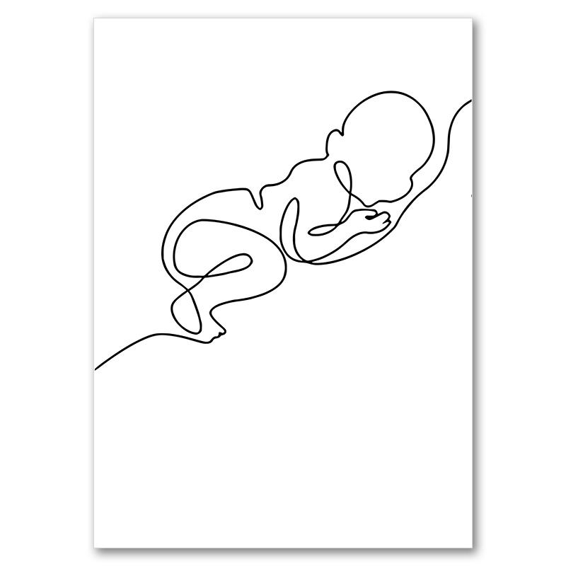 Linea astratta mamma bambino mano cuore minimalista arte murale tela pittura nordica poster e stampe quadri da parete decorazioni per la camera dei bambini