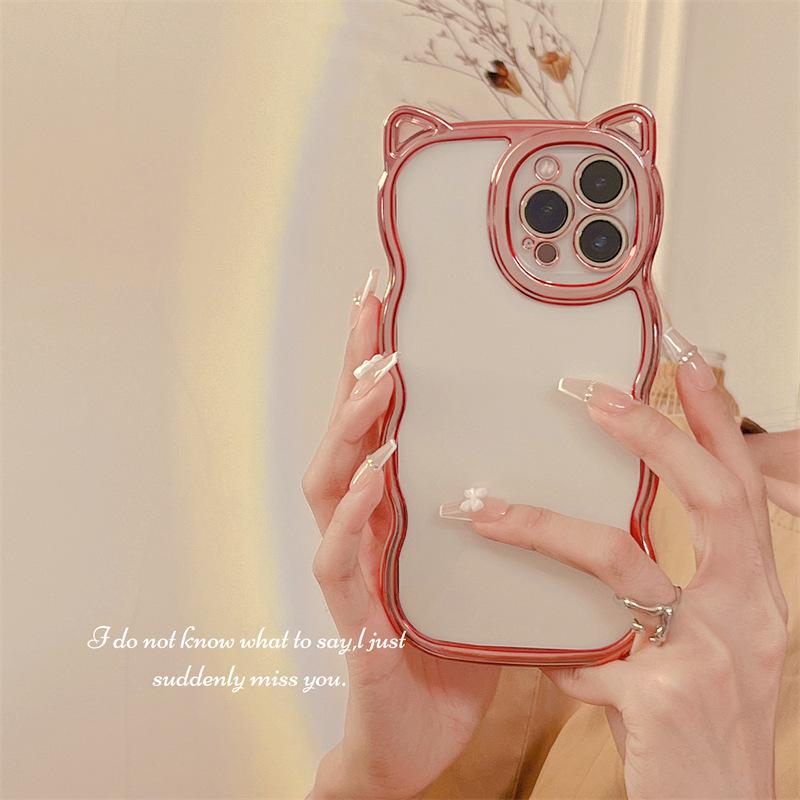Premium Electroplated Cat Ear Anti-Drop Phone Case for iPhone 17 Pro Max, Compatible with iPhone 14-16