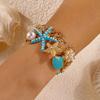 Boho Übertriebener Metall Seestern Muschel Perlen Halskette für Frauen Ozean Koralle Kammmuschel Anhänger Halskette Sommer Strand Schmuck Geschenk
