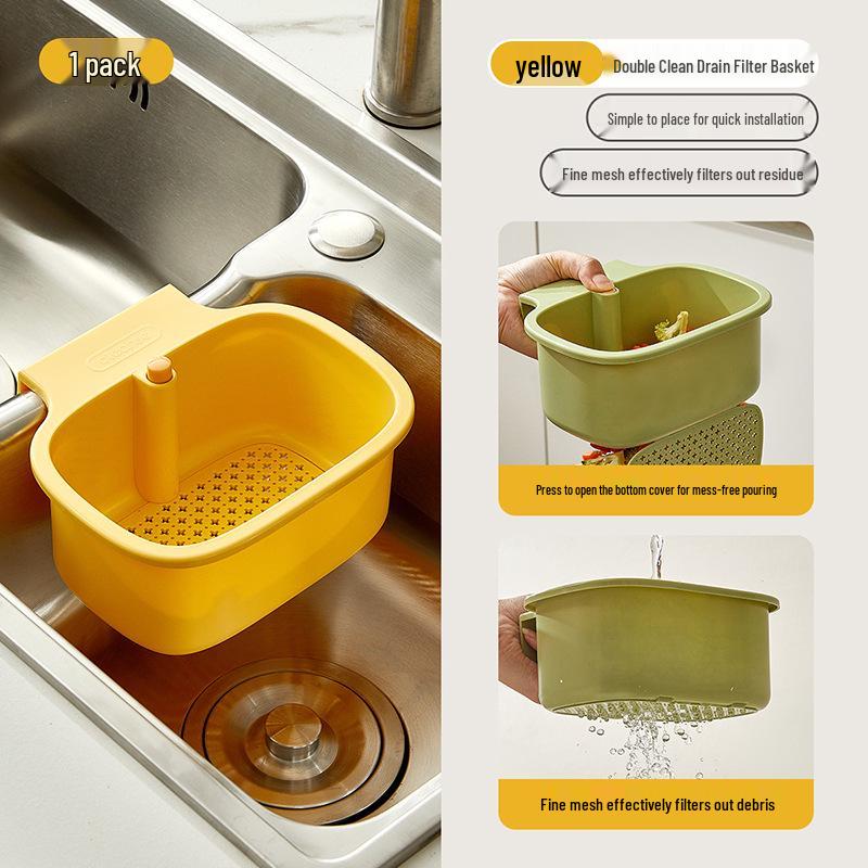 Press-Typed Kitchen Sink Strainer with Hanging Basket for Vegetable Washing and Anti-Clogging