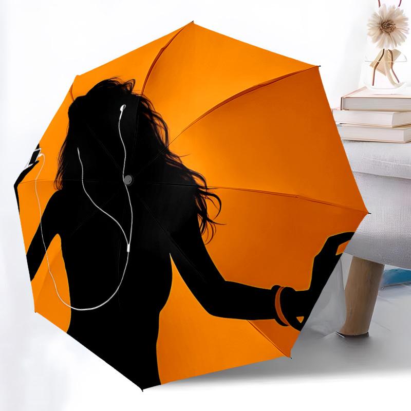 1pc Music Listener Automatic Open/Close Umbrella 8-Rib Strong Frame, Portable Travel Umbrella for Women & Men, Birthday Gift Parties 030