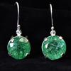 Beautiful Natural Green Emerald 62Ct CERTIFIED Round Earring 925 Sterling Silver MY.ER-40-NS