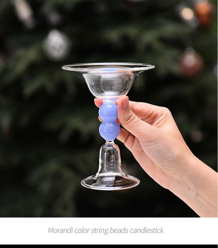 

Cute Bean Handle Candle Holders Glass Candlesticks for Home Wedding Table Decoration Glass Vase Table Bookshelf Candles Stand S&1Pc