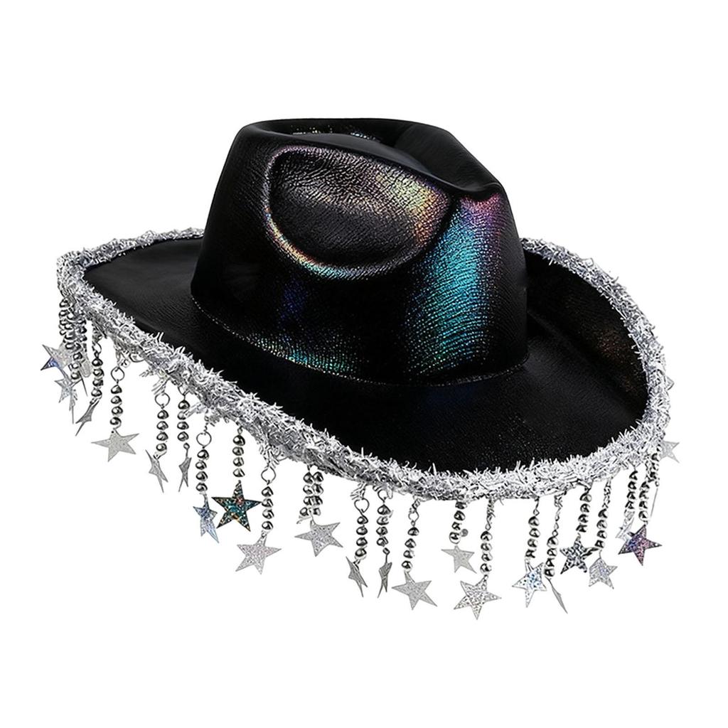 Cowboy Hat Shiny Trendy Headgear Costume Accessories Cowgirl Hat for Music Festival Engagement Outdoor Holiday Stage Performance