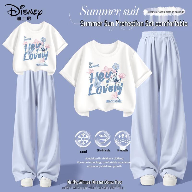 Хлопковый комплект из футболки и брюк в корейском стиле для девочек Disney 170