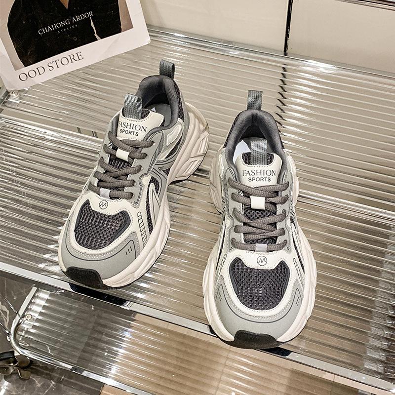

Platform dad shoes women s 2025 new autumn and winter heightening casual shoes lightweight and versatile retro mesh velvet sneakers 35