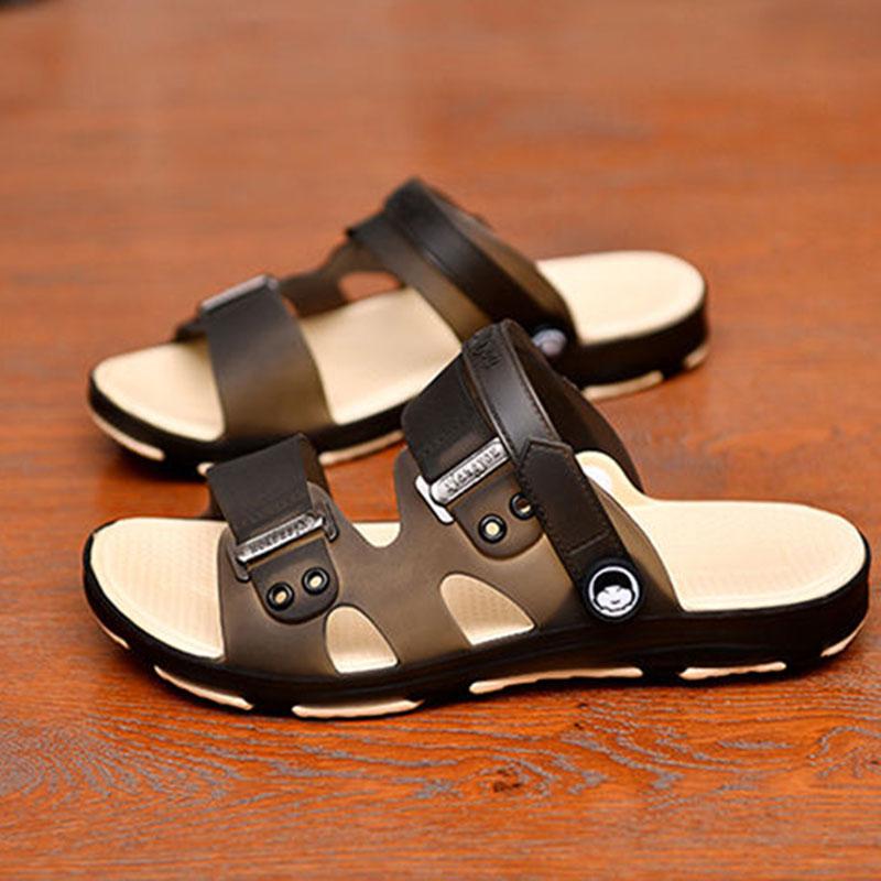 Herren-Hausschuhe, rutschfeste Sandalen, offene Zehen-Hausschuhe, Badezimmer-Strandschuhe