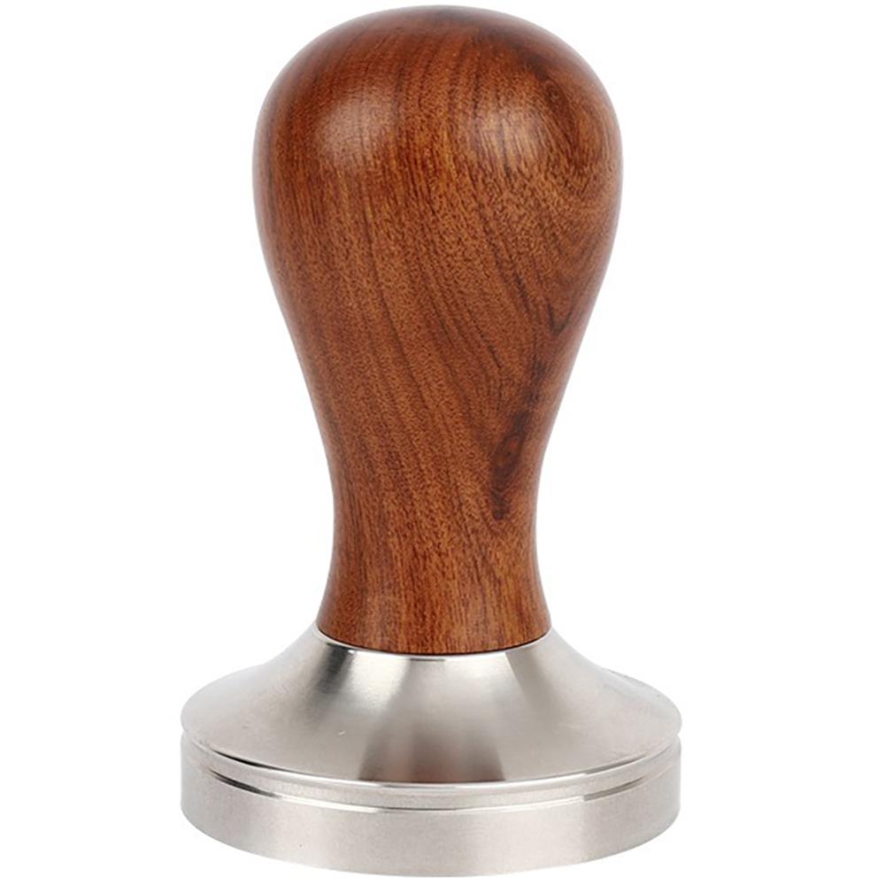 Tamper na kávu Espresso, Premium Espresso Coffee Powder Bean Tamper Kladivo Nerezová plochá základna, dřevěná rukojeť, 51 mm/53 mm/58 mm