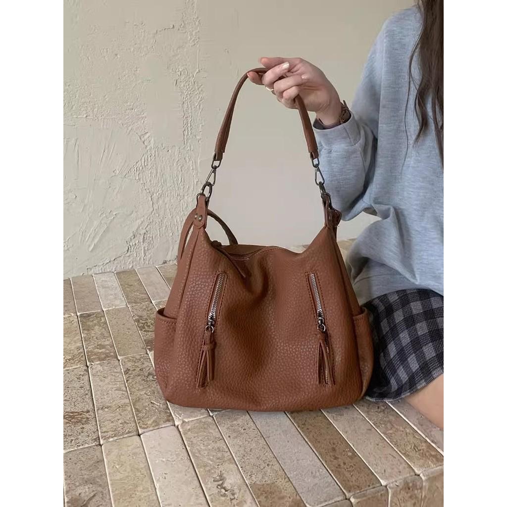 IELGY Korean Niche Underarm Bag Women's Trendy Fashion Retro Portable Tote Bag