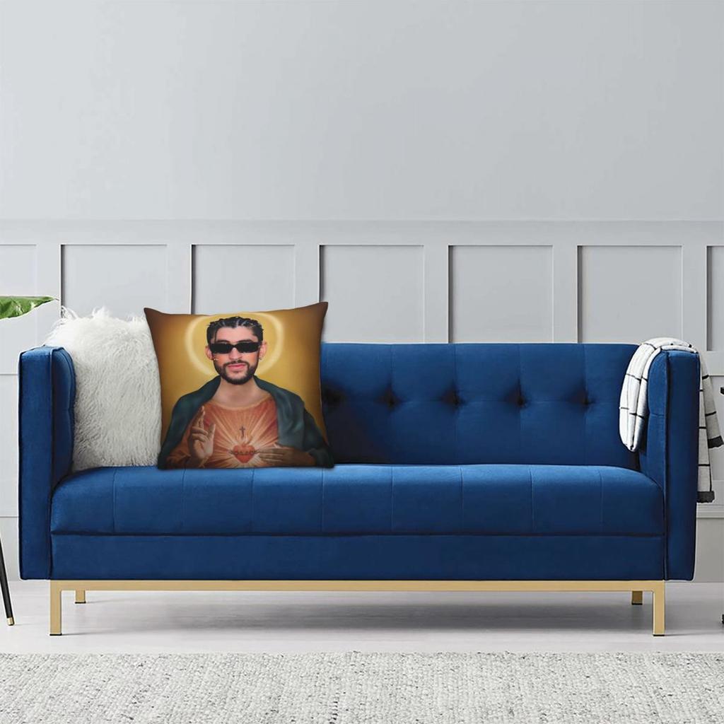 Povlak na polštář Svatý Bad Bunny Měkký polyesterový potah na polštář Dekorativní povlak na polštář Domácí Drop Shipping 45X45cm