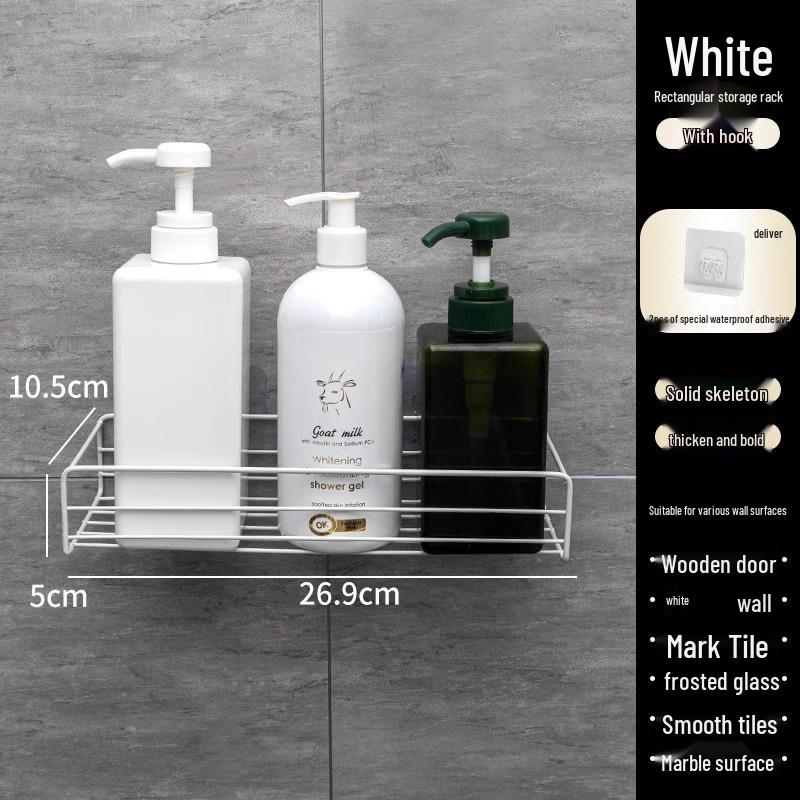 No-Drill Corner Bathroom Storage Shelf - Wall-Mounted Vanity Organizer Rack