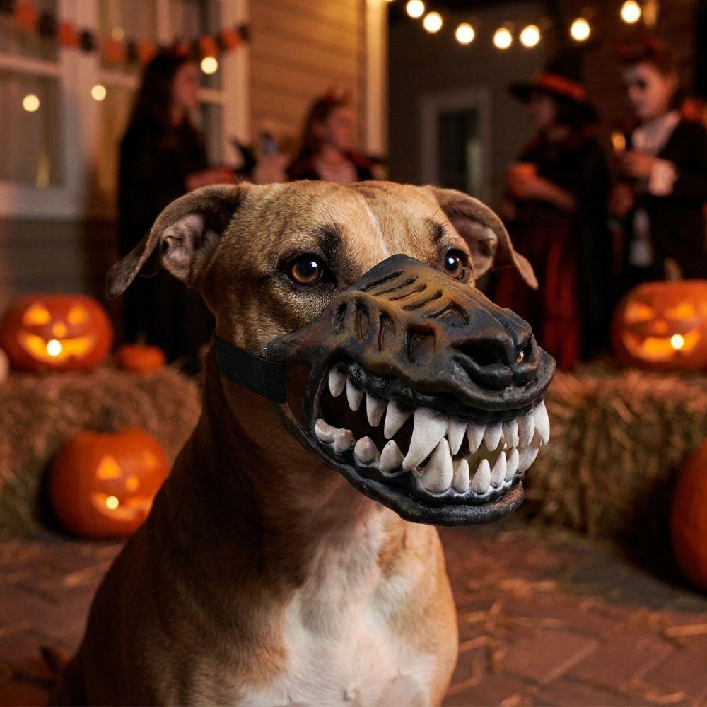Bewegliche Zähne Halloween Hundemaulmaske Verstellbare Riemen Haustier Gruselige Requisite Maulkorb Rollenspiel