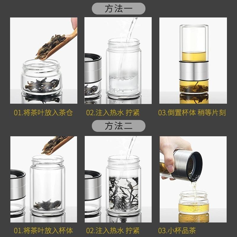 High Quality Double Glass Water Bottle With Case Tea Drink Bottle Infuser Tumbler Drinkware Waterbottle Eco-Friendly