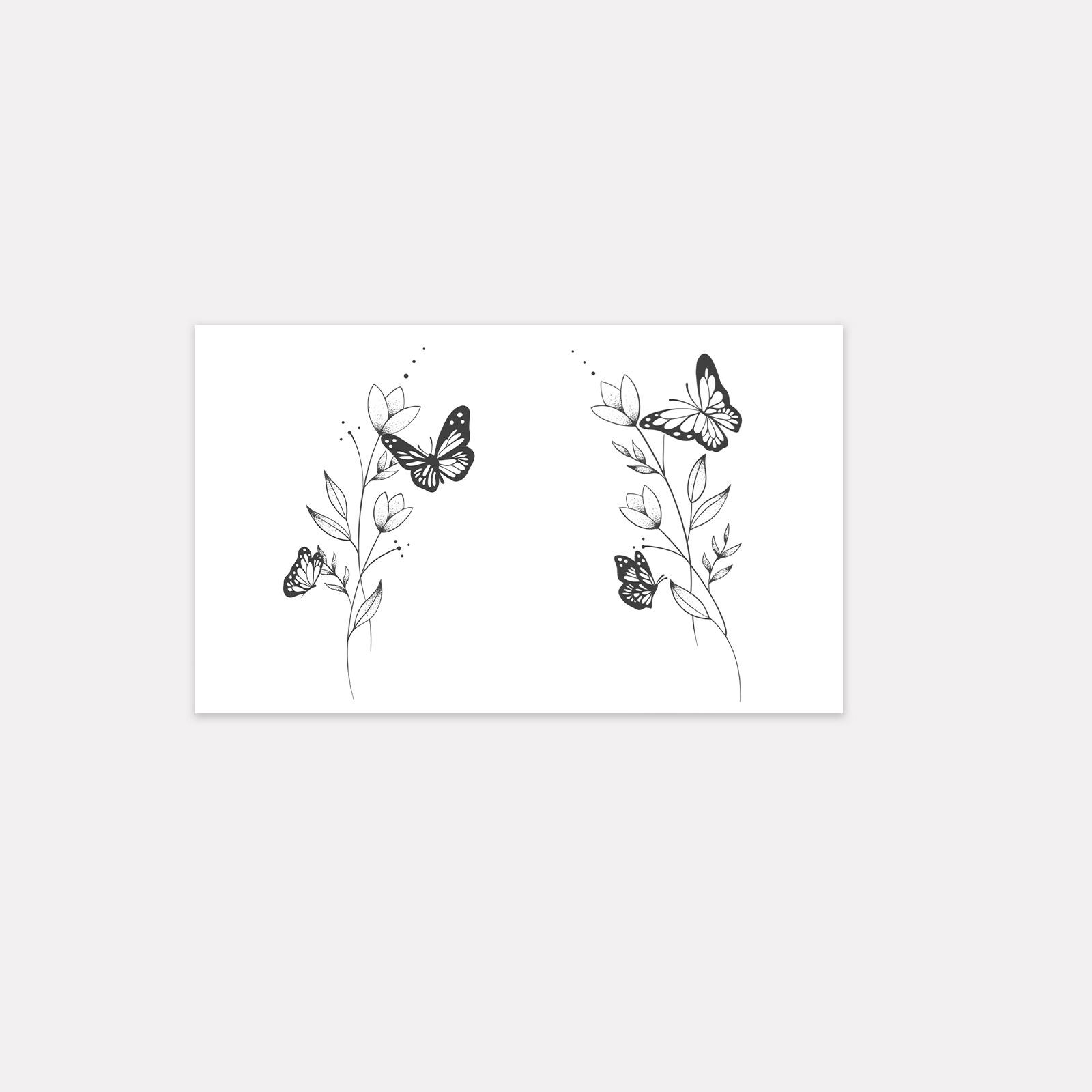 

Nature Department Butterfly Tattoo Sticker, Thin Line Literary Style, Waterproof, Couple Arm Sticker 9*15