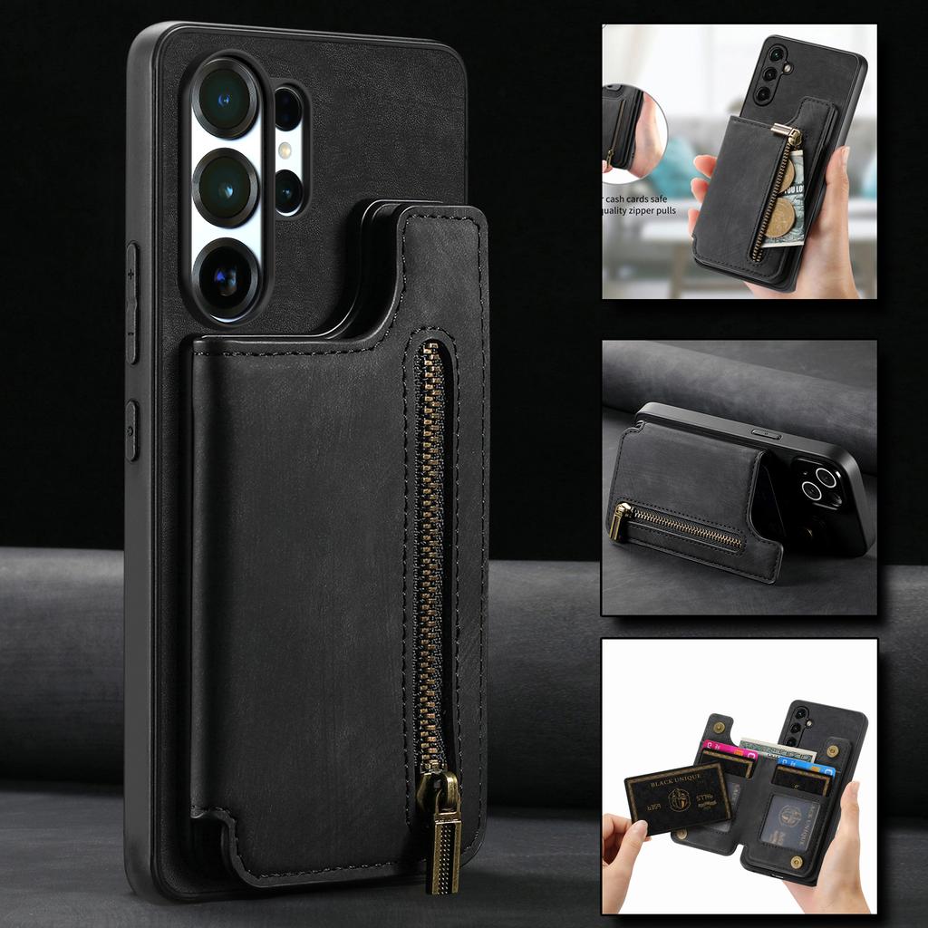 Zipper Leather Back Case for Samsung Galaxy S26 Ultra S24 S23 FE S22 S21 S25 Ultra S26 Plus S25 5G Walet with Card Holder Cover