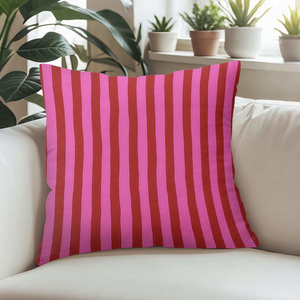 Rosa & Röda Randiga fyrkantiga Jacquard Kuddfodral för Soffa Kontor Midjekudde Fodral Heminredning Kuddfodral