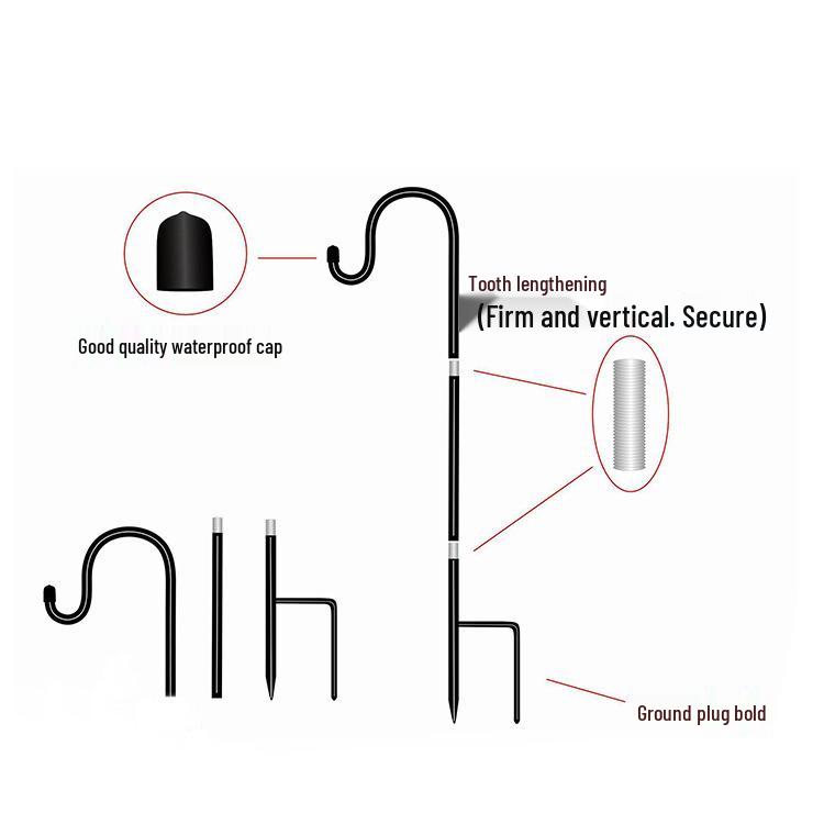 Wrought Iron Shepherd's Hook for Outdoor Bird Feeders, Lanterns, and Hanging Baskets