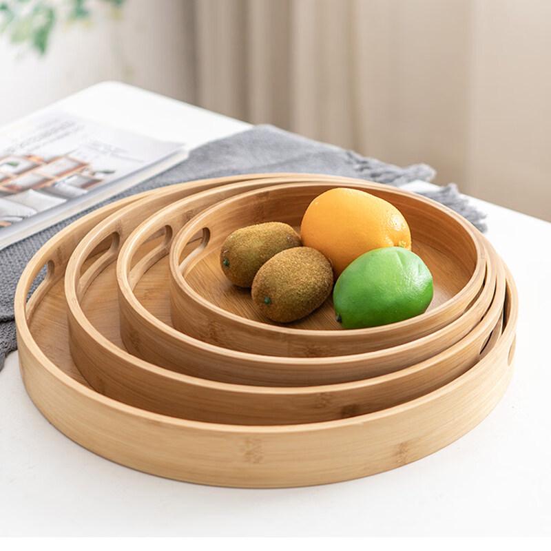 Jingbaodi Round Bamboo Tea Serving Tray