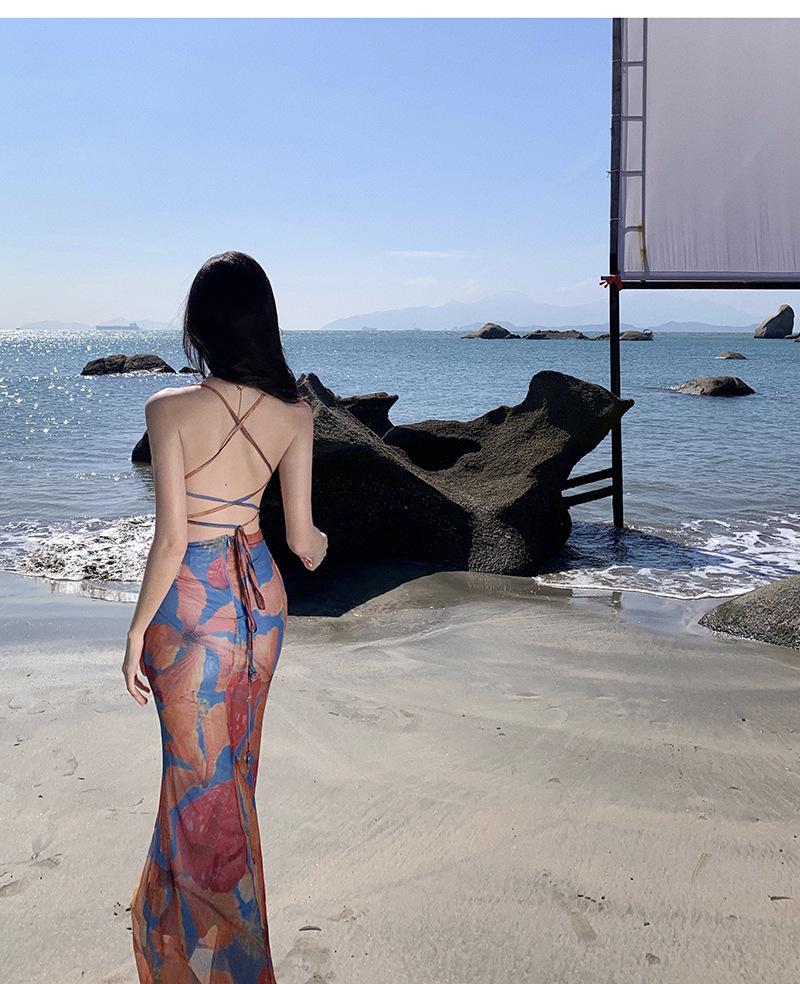 In-Stock Pure Bohemian Backless Slim-Fit Camisole Dress for Women - Seaside Vacation Beachwear