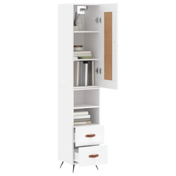 VidaXL Buffet haut Blanc 34,5x34x180 cm Bois d'ingénierie 3200233