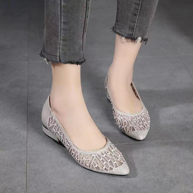 Kamínkové sandály z měkké kůže Dámské letní boty s plochým dnem s vyhloubenou síťovinou jednotné boty s mělkou síťovinou Dámské boty