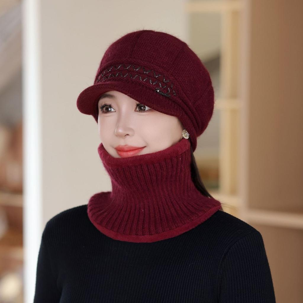 New Versatile Wool Hat for Autumn and Winter Women's Fashionable Thickened Warm Knitted Cold Proof Ear Protection Windproof Hat