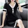 Summer 2025 Women's V-neck Slimming Plus Size Knit Dress