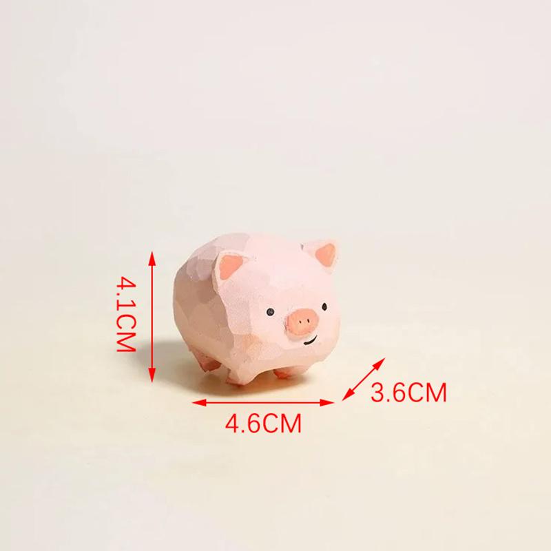 Handmade Wood Carving Pig Car Ornaments Office Computer Desktop Decorations Birthday Gifts
