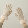 Polar Fleece Women Anti-cold Mittens Faux Rabbit Fur Plush Thickened Gloves  Outdoor